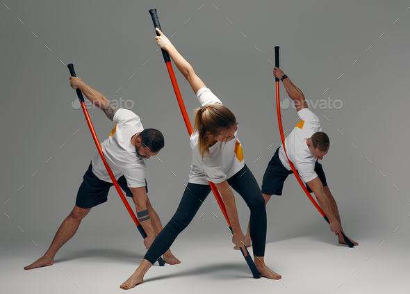 Man doing karate in various poses set male Vector Image