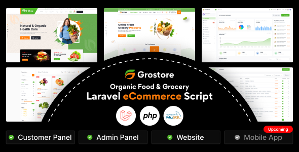 GroStore  Food & Grocery Laravel eCommerce with Admin Dashboard