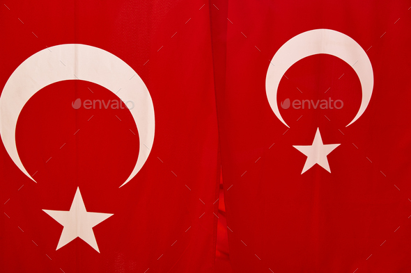 Turkish flags waving on vertical. Turkey national identity emblem - Stock Photo - Images