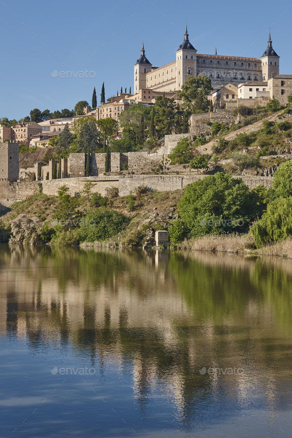 Toledo city and tajo river. Spanish medieval historic place. - Stock Photo - Images