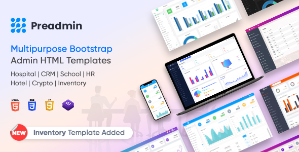 Preadmin Pro - Multipurpose  Admin HTML Templates HR | CRM | Hospital | School | Crypto | Hotel