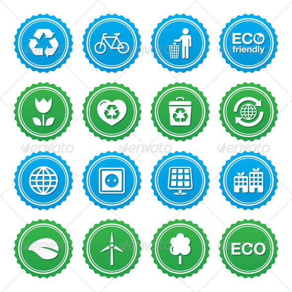 Eco Green Labels Set - Retro Technology