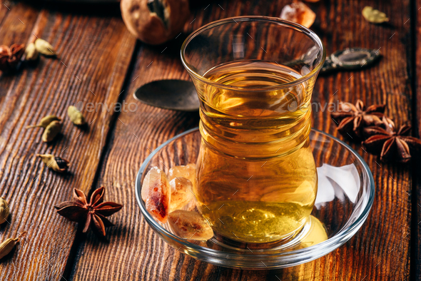Spiced tea in armudu glass - Stock Photo - Images