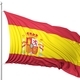 Waving flag of Spain on flagpole, isolated on white background. - PhotoDune Item for Sale