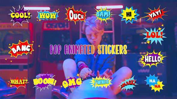 Animated Pop Stickers Element Pack After Effects Template
