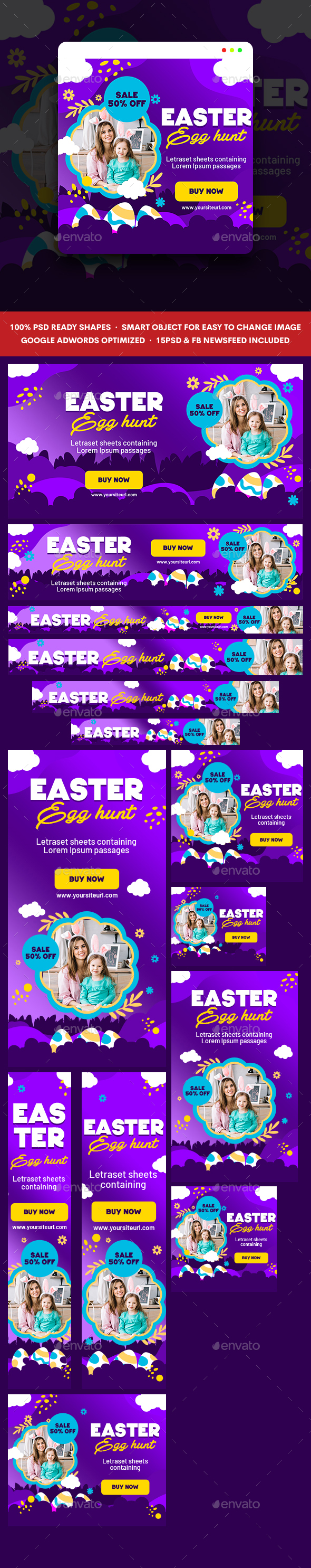 Happy Easter Day Banners Ad