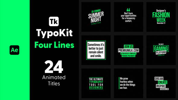 Typo Kit Four Lines Titles for After Effects Titles template preview
