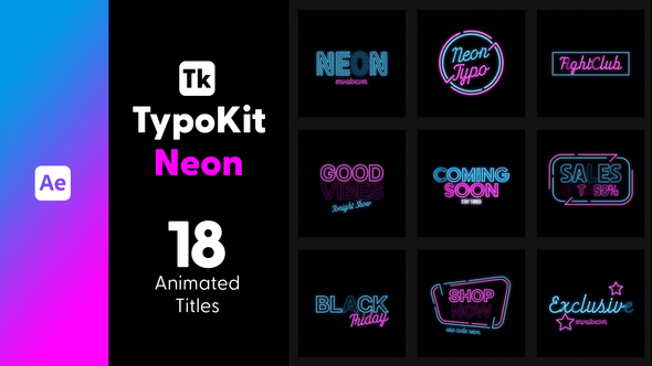 Typo Kit Neon Titles for After Effects Titles template preview
