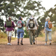 Rear View Of Active Senior Friends Enjoying Hiking Through Countryside Walking Along Track Together - PhotoDune Item for Sale