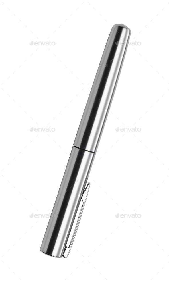isolated metal ball pen on white background - Stock Photo - Images