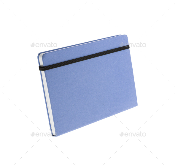 Blue color cover note book isolated on white background - Stock Photo - Images