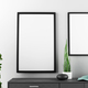 Minimalistic home decor of interior with black mock up photo frames , black shelf and home - PhotoDune Item for Sale