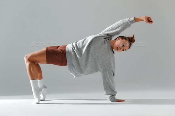View of Flexible Girl in Sportswear Stock Photo - Image of indoors