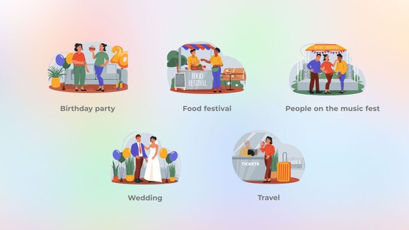 Various Holidays and Entertainment - Flat Concepts