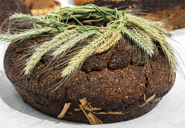 Traditional lithuanian brown bread - Stock Photo - Images