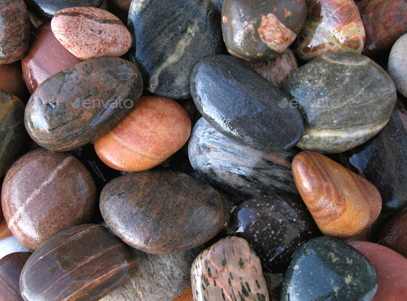 Pile of wet pebble stones - Stock Photo - Images