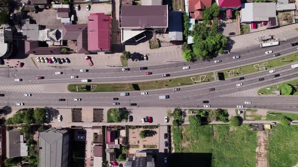 Aerial Top Down View of Road Bridge with Traffic Road Infrastructure alt