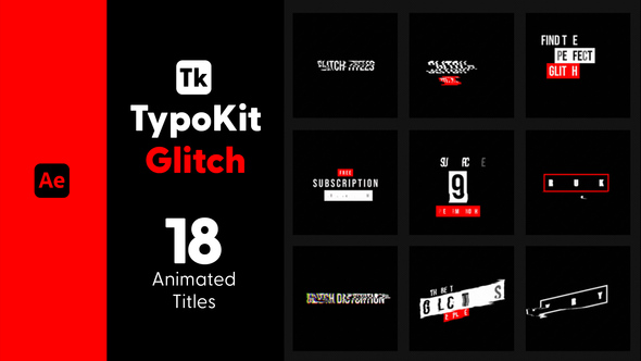 Typo Kit Glitch Titles for After Effects Titles template preview