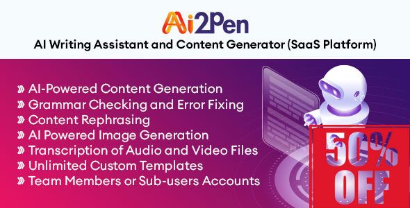 Ai2Pen – AI Writing Assistant and Content Generator (SaaS Platform)