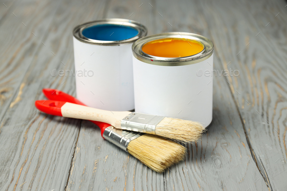 Tools for art and repairing - paint, paint in can - Stock Photo - Images
