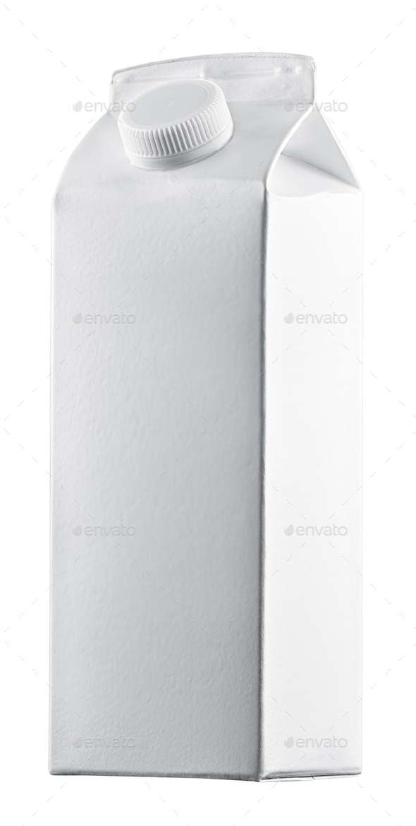 White beverage carton packaging isolated