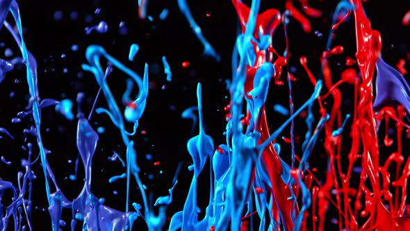Colorful Splashing Paint in Super Slow Motion. Shot with High Speed Cinema Camera at 1000Fps alt