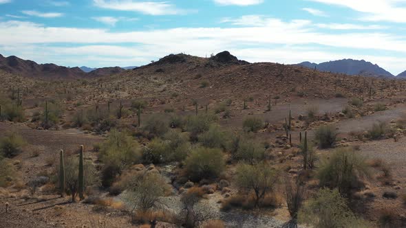 Hills and Mountains in Sonoran Desert - Quartzite, Arizona - Aerial alt