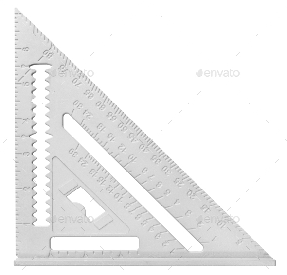 Carpenter speed square isolated on a white background - Stock Photo - Images