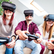 Trendy people playing with vr glasses at shared apartment - PhotoDune Item for Sale