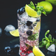 Blueberry Mojito cocktail drink with lime, white rum, soda, cane sugar, mint, and ice - PhotoDune Item for Sale