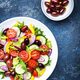 Vegan greek salad with kalamata olives, red tomato, yellow paprika, cucumber  - PhotoDune Item for Sale