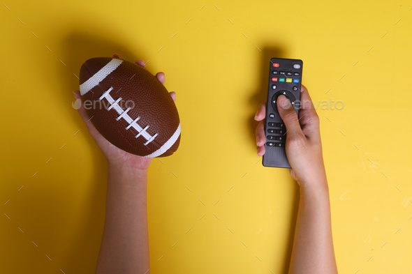 Watching a football game. Super Bowl or Playoff concept - Stock Photo - Images