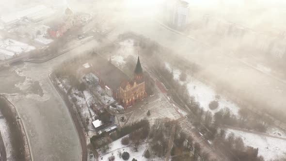 Cathedral of Kaliningrad in the winter fog alt