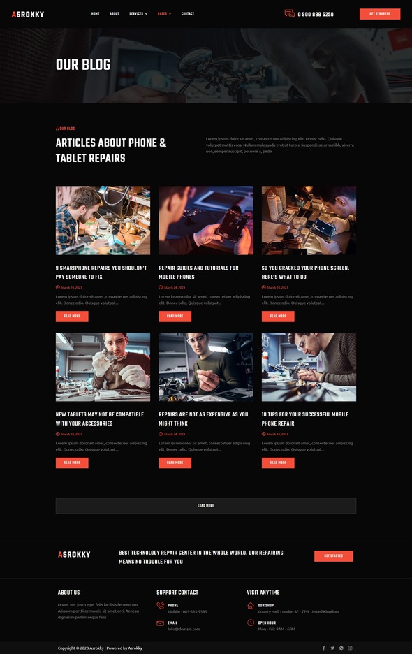 Asrokky - Smartphone Repair Shop Elementor Template Kit