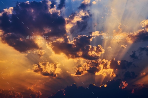 Sunset sky with clouds - Stock Photo - Images