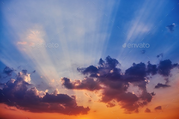 Sunset sky with clouds - Stock Photo - Images