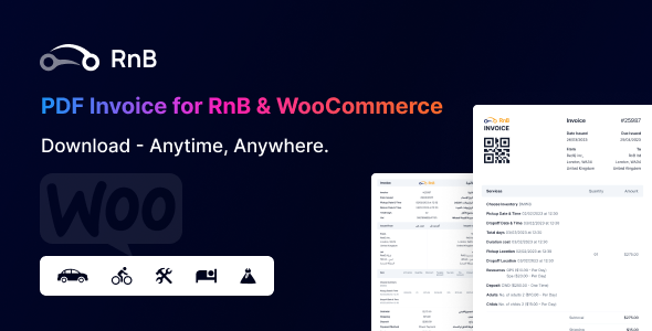 Rental Invoice  PDF Invoice For RnB & WooCommerce