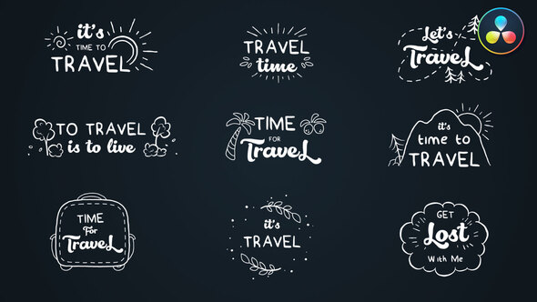 Travel cartoon text logo animations #2 [Davinci Resolve]