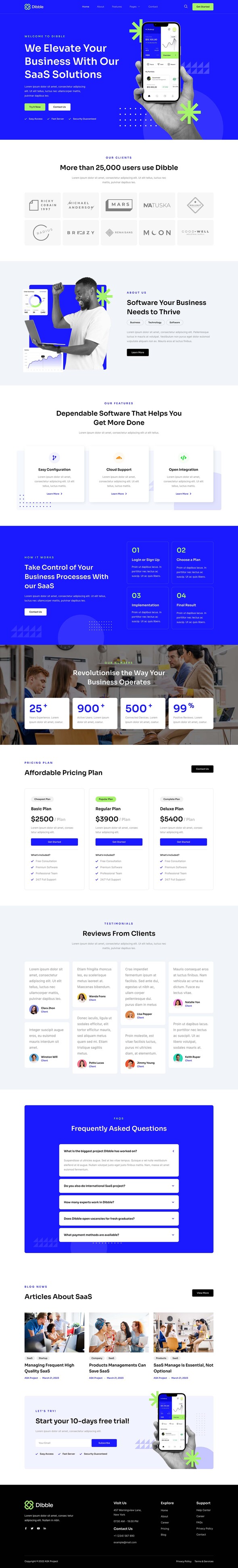 Dibble - SaaS & Tech Startup Elementor Template Kit