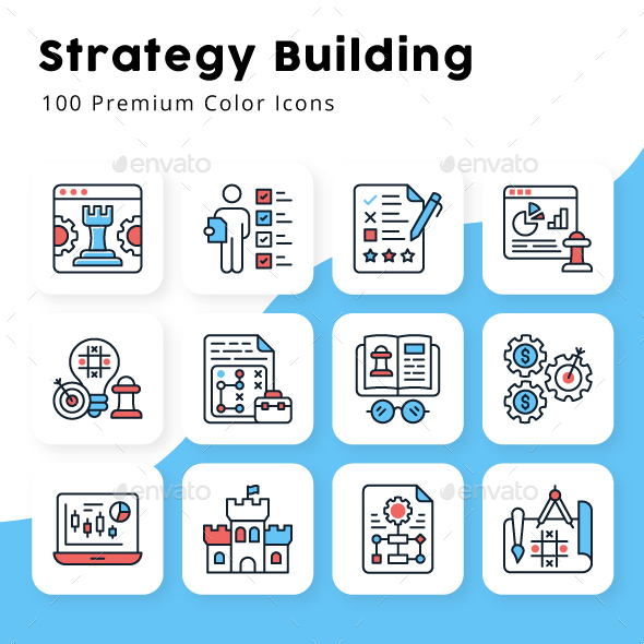 Strategy Building Minimal Color Icons
