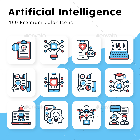 Artificial Intelligence Minimal Color Icons
