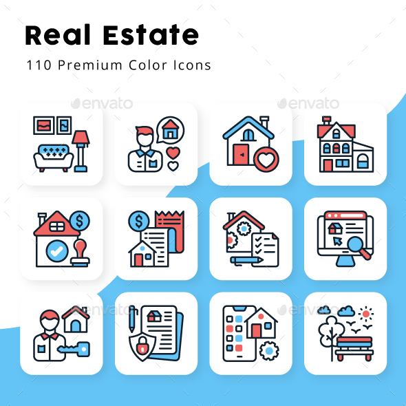 [DOWNLOAD]Real Estate Minimal Color Icons