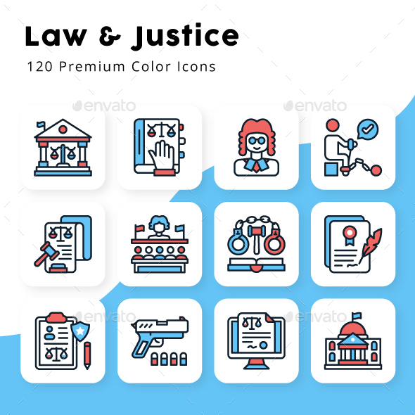 Law and Justice Colored Icons