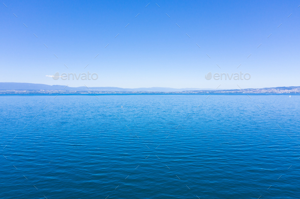 Beautiful view of Leman Lake in Montreux  Switerland - Stock Photo - Images