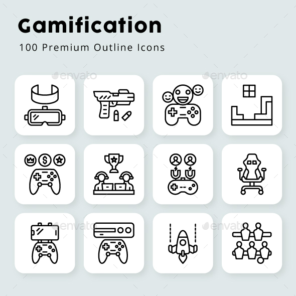 Gamification Unique Outline Icons