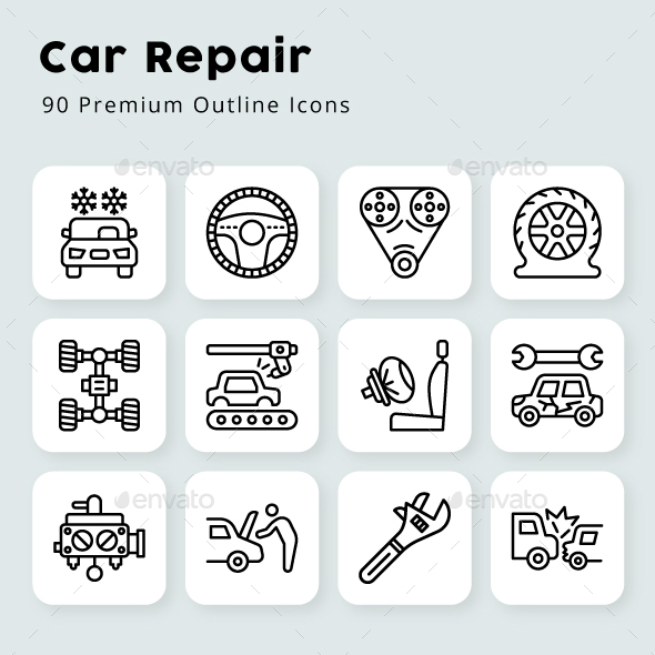 [DOWNLOAD]Car Repair Unique Outline Icons