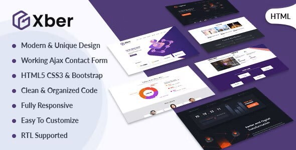 Xber – ICO Cryptocurrency & ICO Landing Page HTML Template