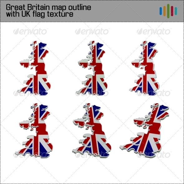 Great Britain Flag Map 3D - Miscellaneous 3D Renders