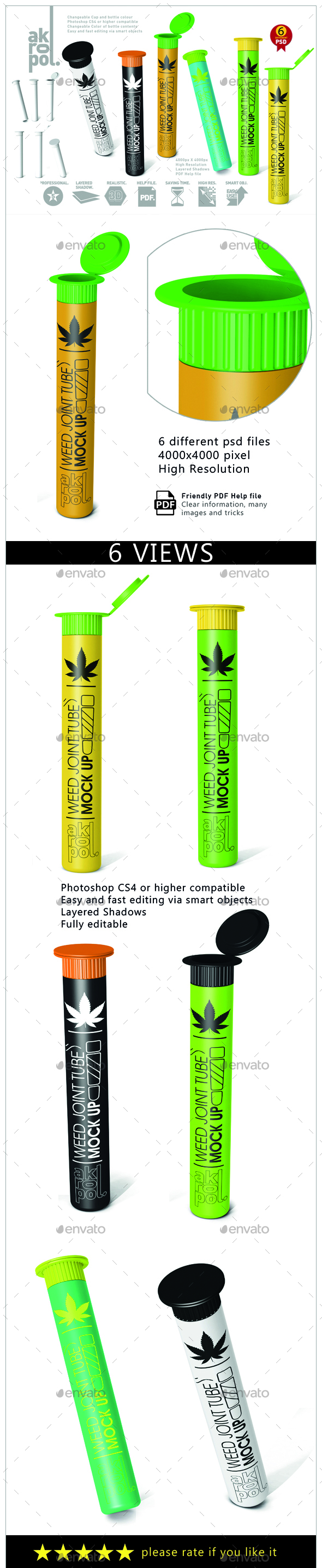 Weed Joint Pre Roll Plastic Tube on Yellow Images Creative Store