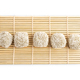 Japanese rice sweet buns mochi filled with pandan jam isolated on white, top view. - PhotoDune Item for Sale